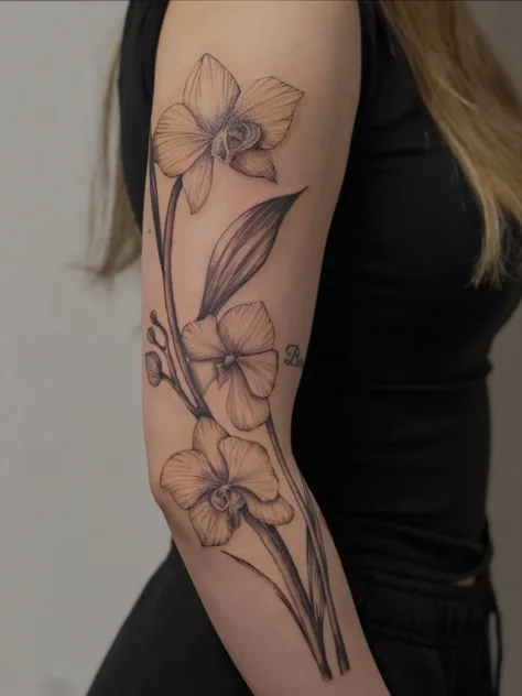 大きな花のタトゥー