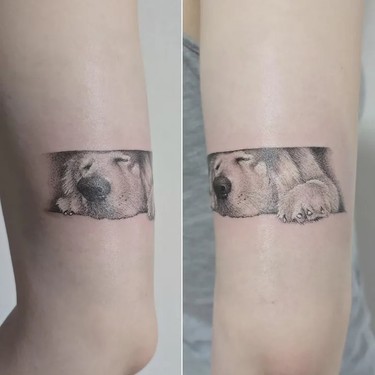 眠る犬のタトゥー