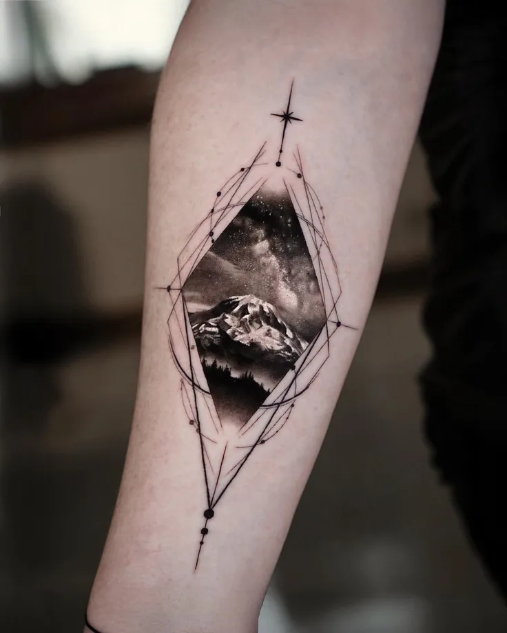 星空と山