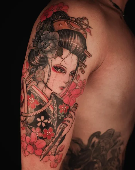 右腕の芸者