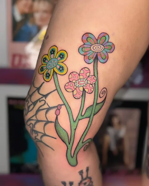 カラフルな柄の花