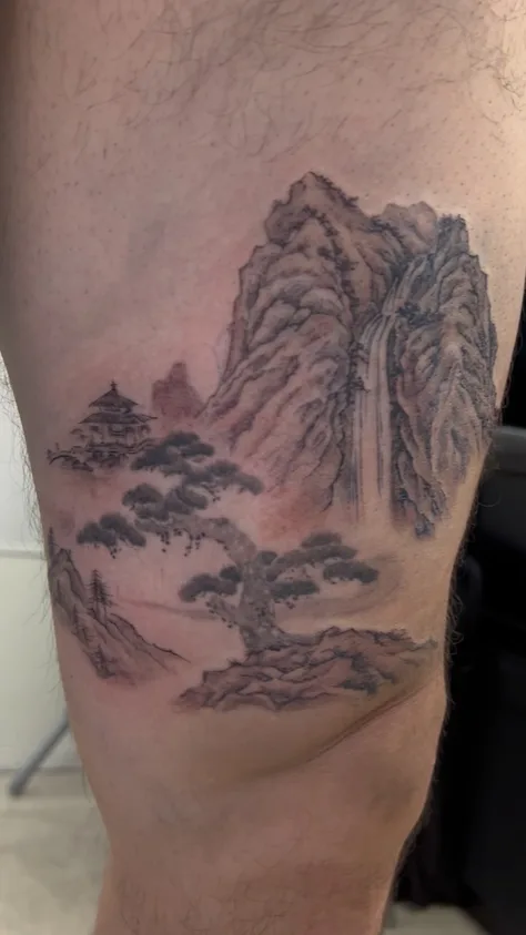 山水画の松