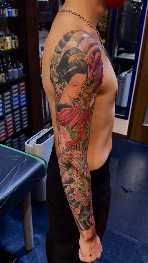 芸者と龍のスリーブ