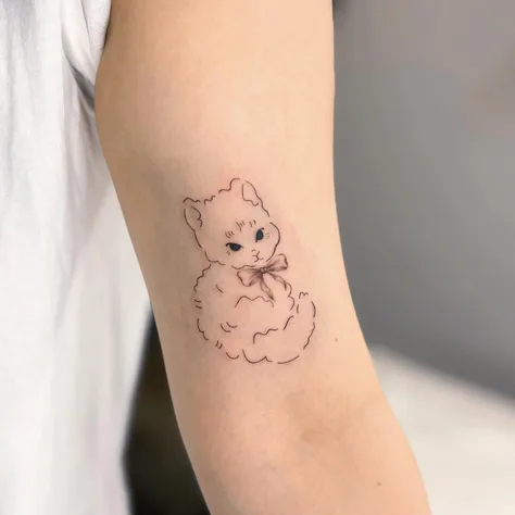 リボンをつけた猫