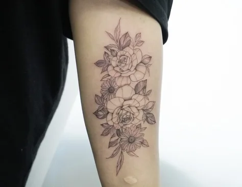花のカラータトゥー