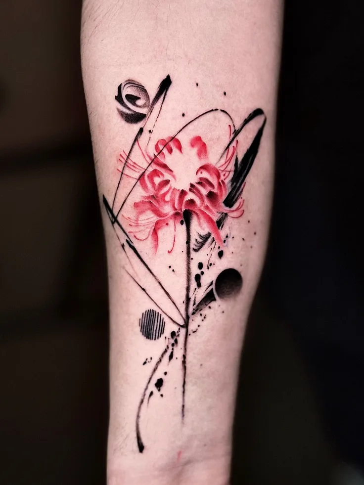 花のブラシタトゥー
