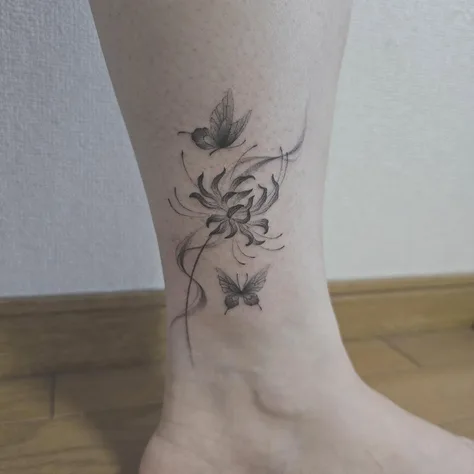チューリップと蝶