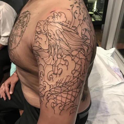 化け鯉の和彫り