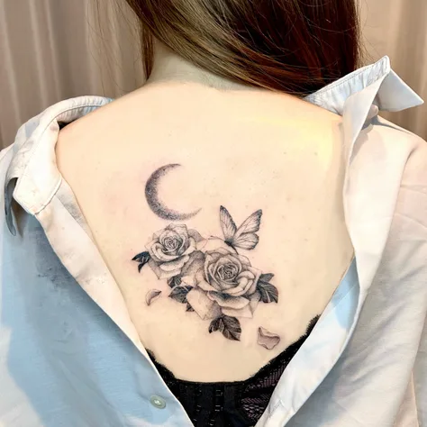 薔薇と蝶と月