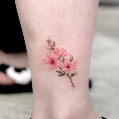 カラーの桜のタトゥー