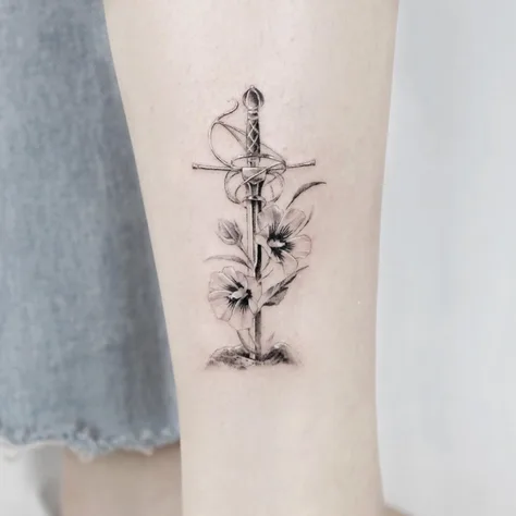 剣とムクゲの花