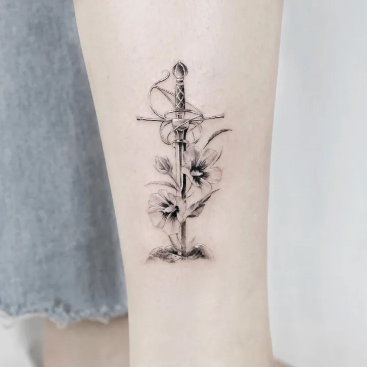 剣とムクゲの花