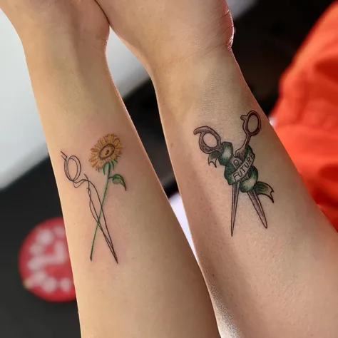 美容師モチーフの花とハサミ