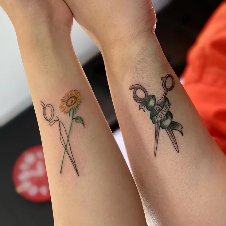 美容師モチーフの花とハサミ