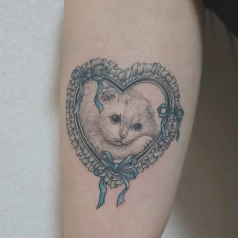 リボンをつけた猫