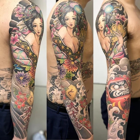 花魁の和彫りスリーブ