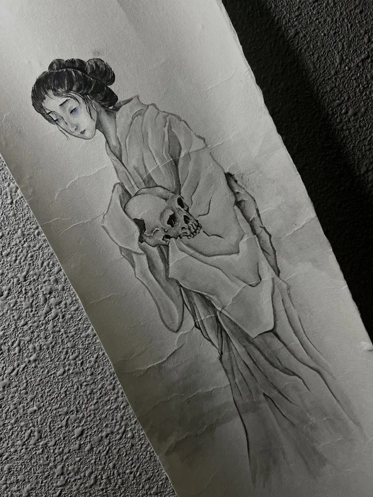 幽霊の墨絵