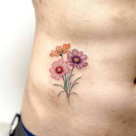 カラーの花のタトゥー
