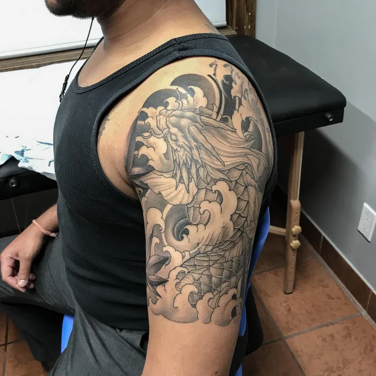 鯉の和彫り