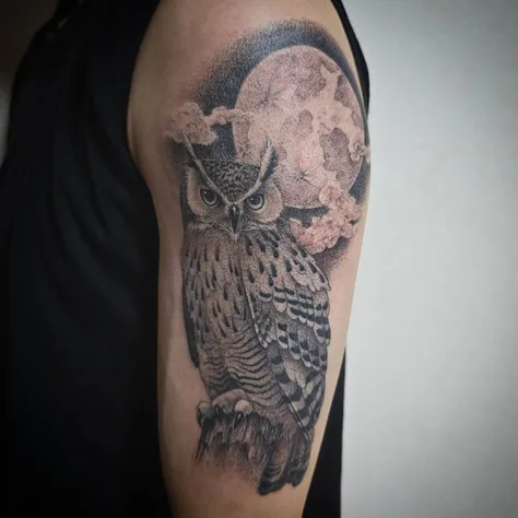 フクロウと月
