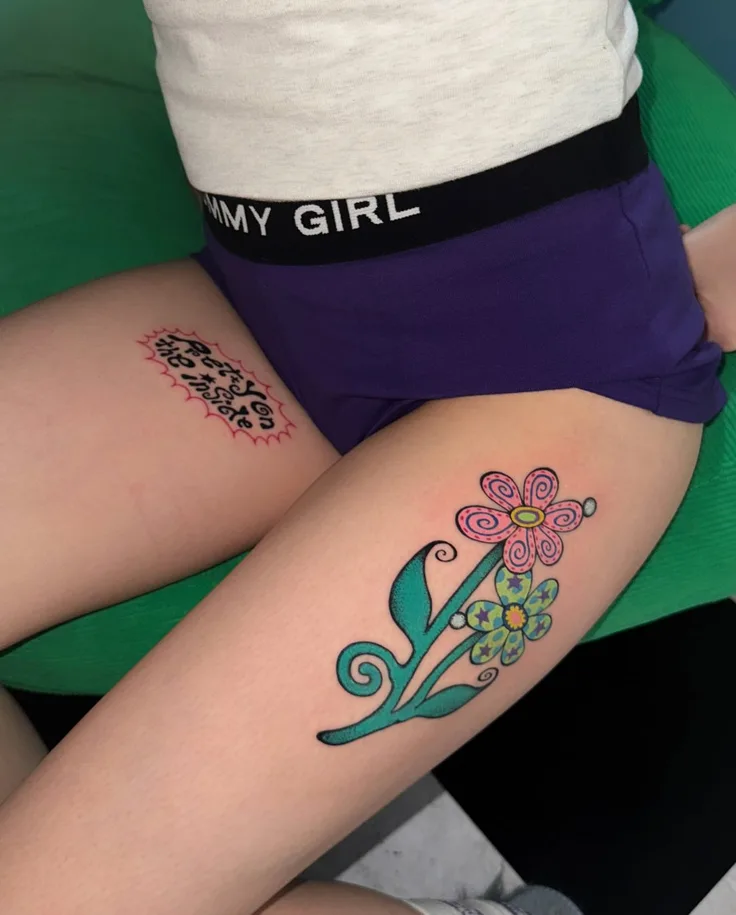 レタリングとお花のフラッシュ