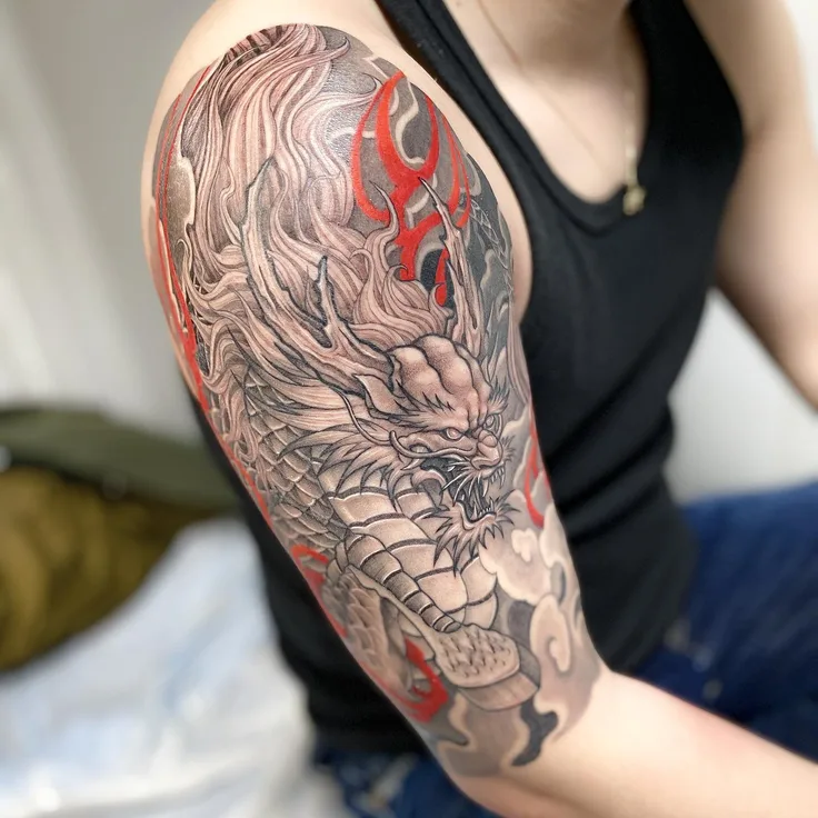 麒麟の和彫り
