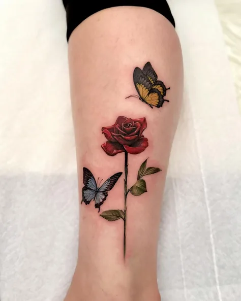 薔薇と蝶のタトゥー