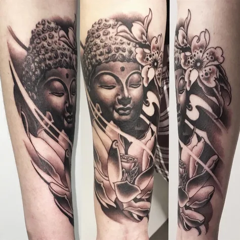 仏陀と蓮と桜