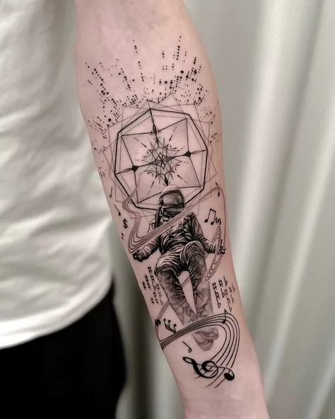 宇宙と音楽のタトゥー