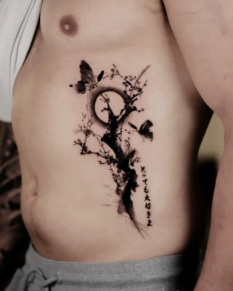 桜と月と蝶