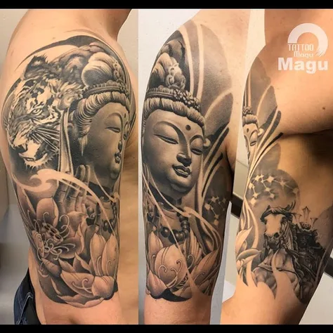 侍と仏と虎の和風スリーブ