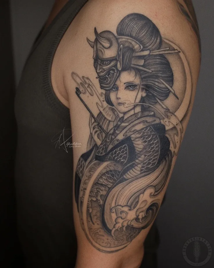 浪月の線條刺青