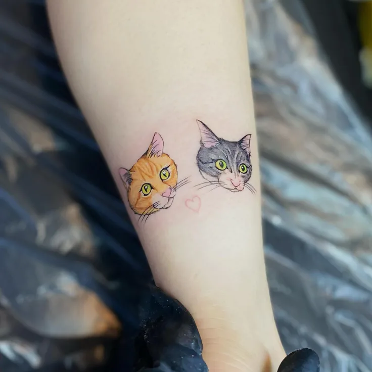 猫のカラータトゥー