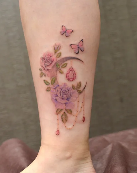 カラーの蝶と薔薇と宝石