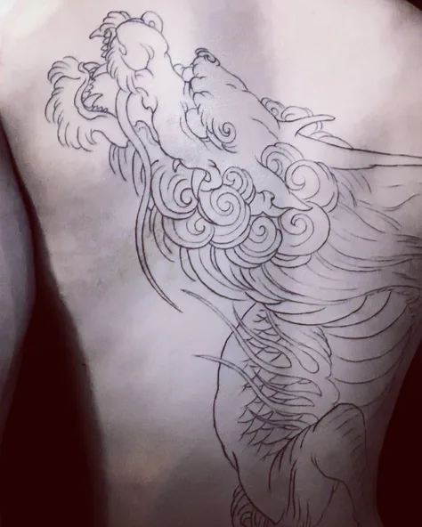 麒麟の和彫り