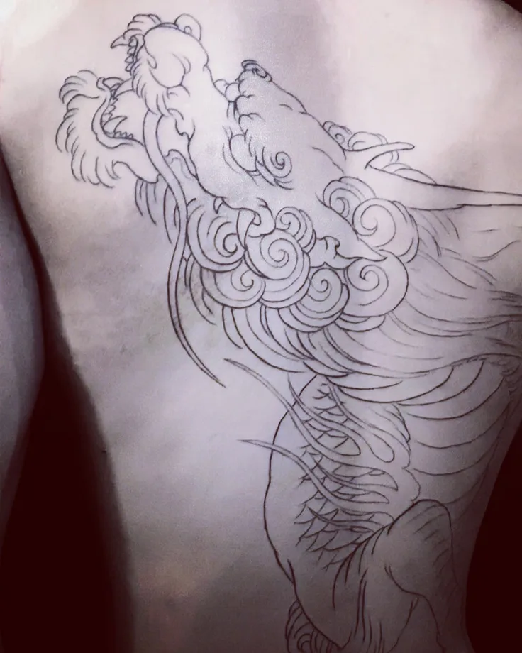 麒麟の和彫り