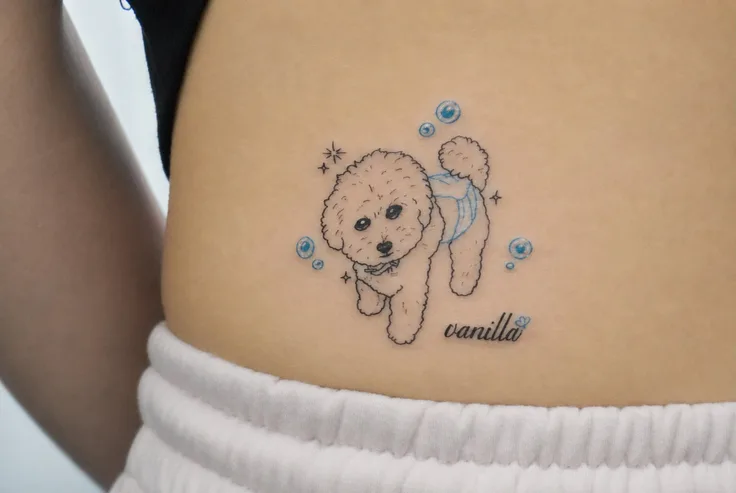 犬のカラータトゥー