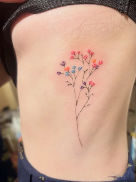 カラーの花のタトゥー