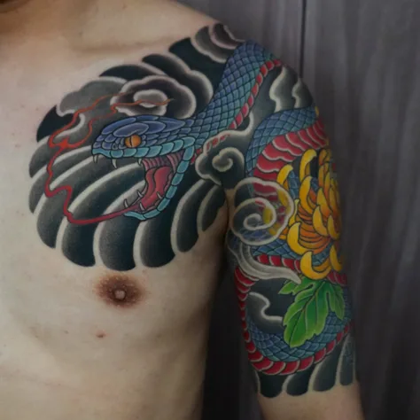 蛇 菊花 半胛