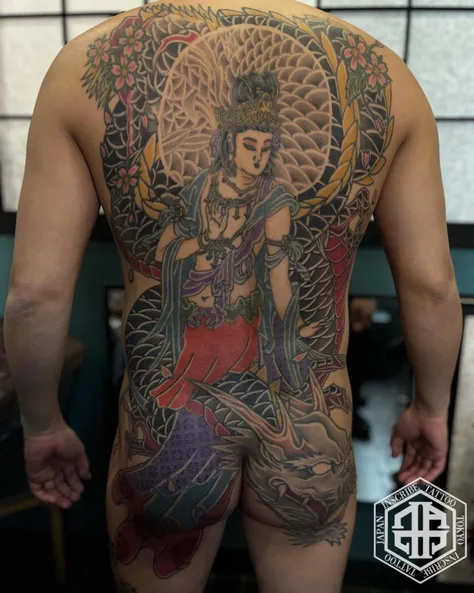 龍頭観音の和彫り背中
