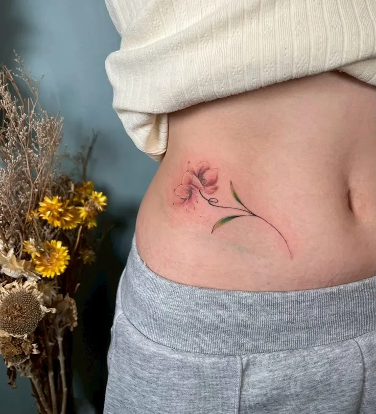 ピンクの花と葉