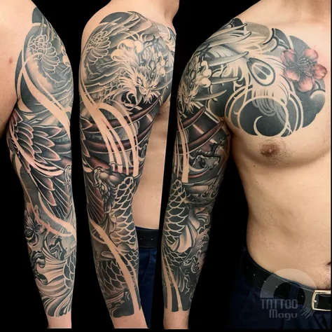 鳳凰と鯉と桜