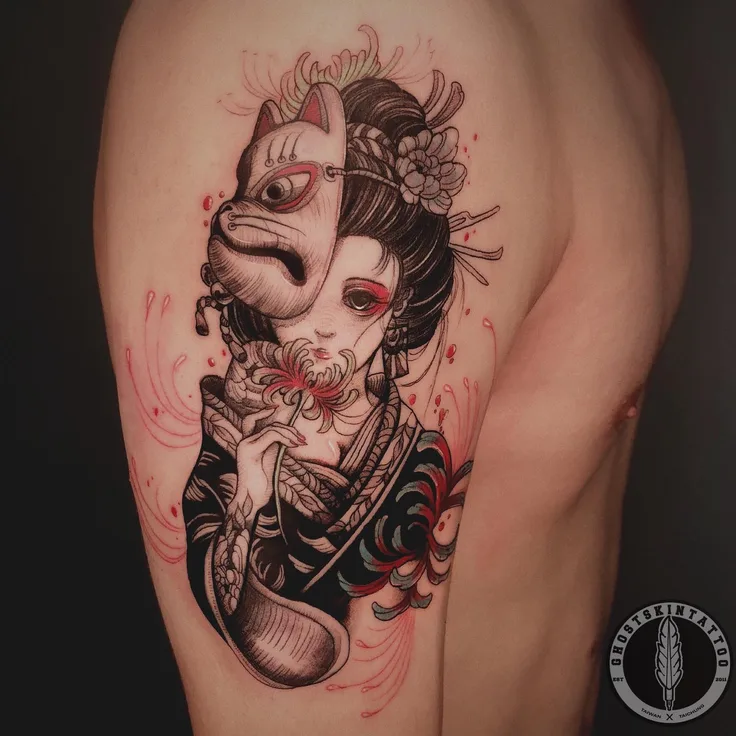 彼岸花と芸者