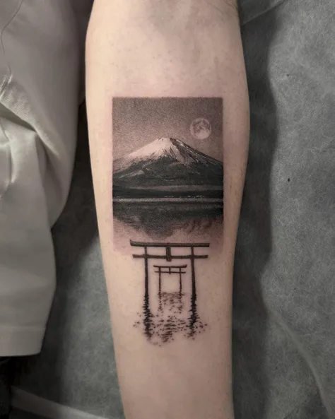 富士山と試験管