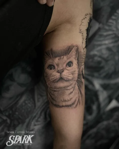 猫の写実刺青