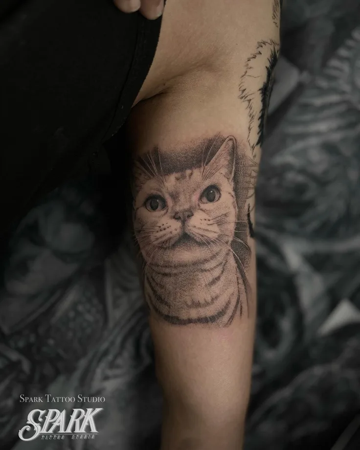 猫の写実刺青