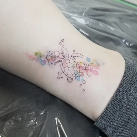 亀と花