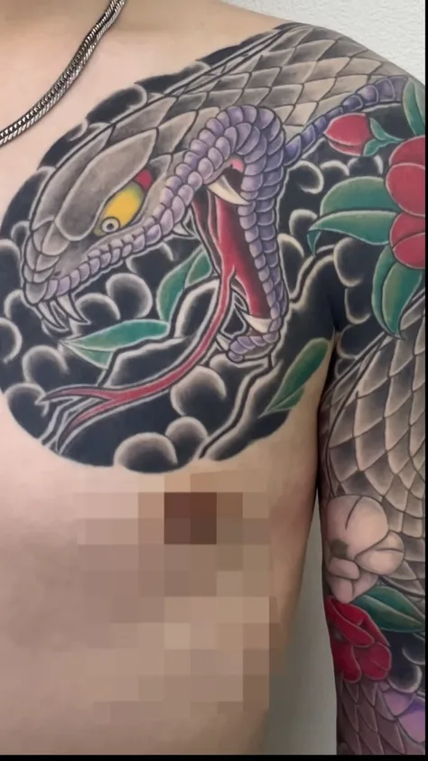 蛇と椿