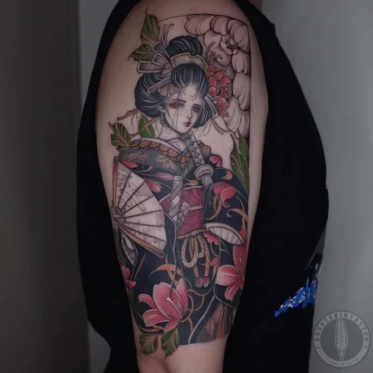 ゲイシャと花