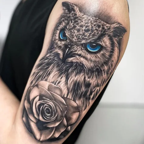 フクロウと薔薇の肖像